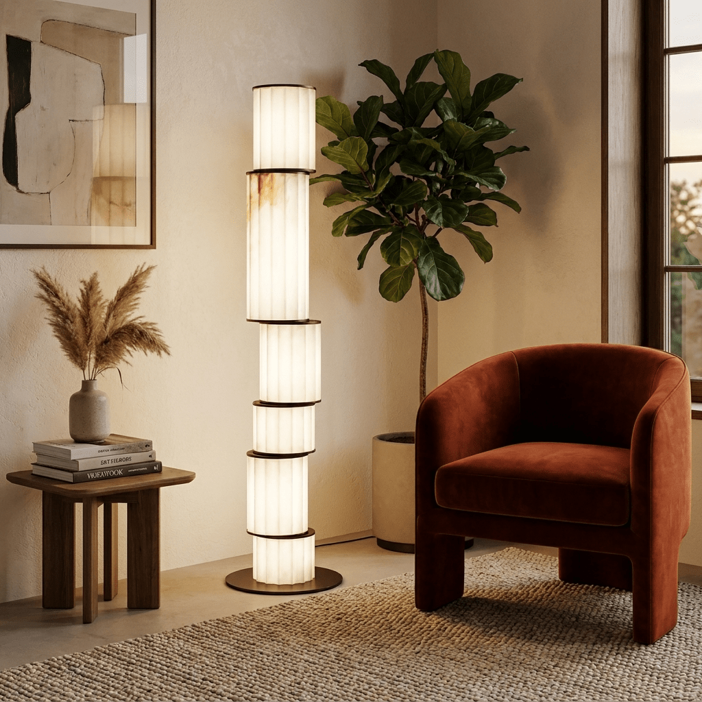 Eirirena vloerlamp in albast