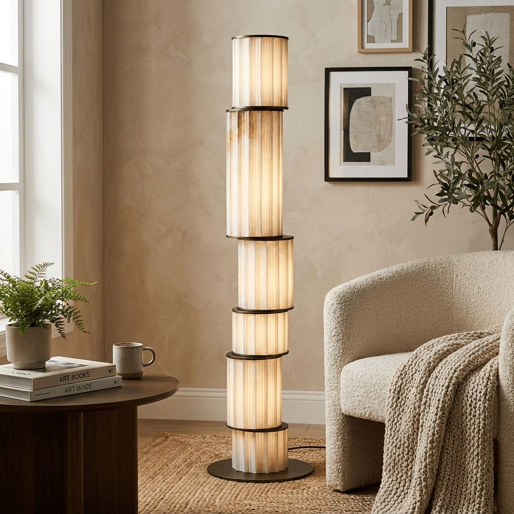 Eirirena vloerlamp in albast