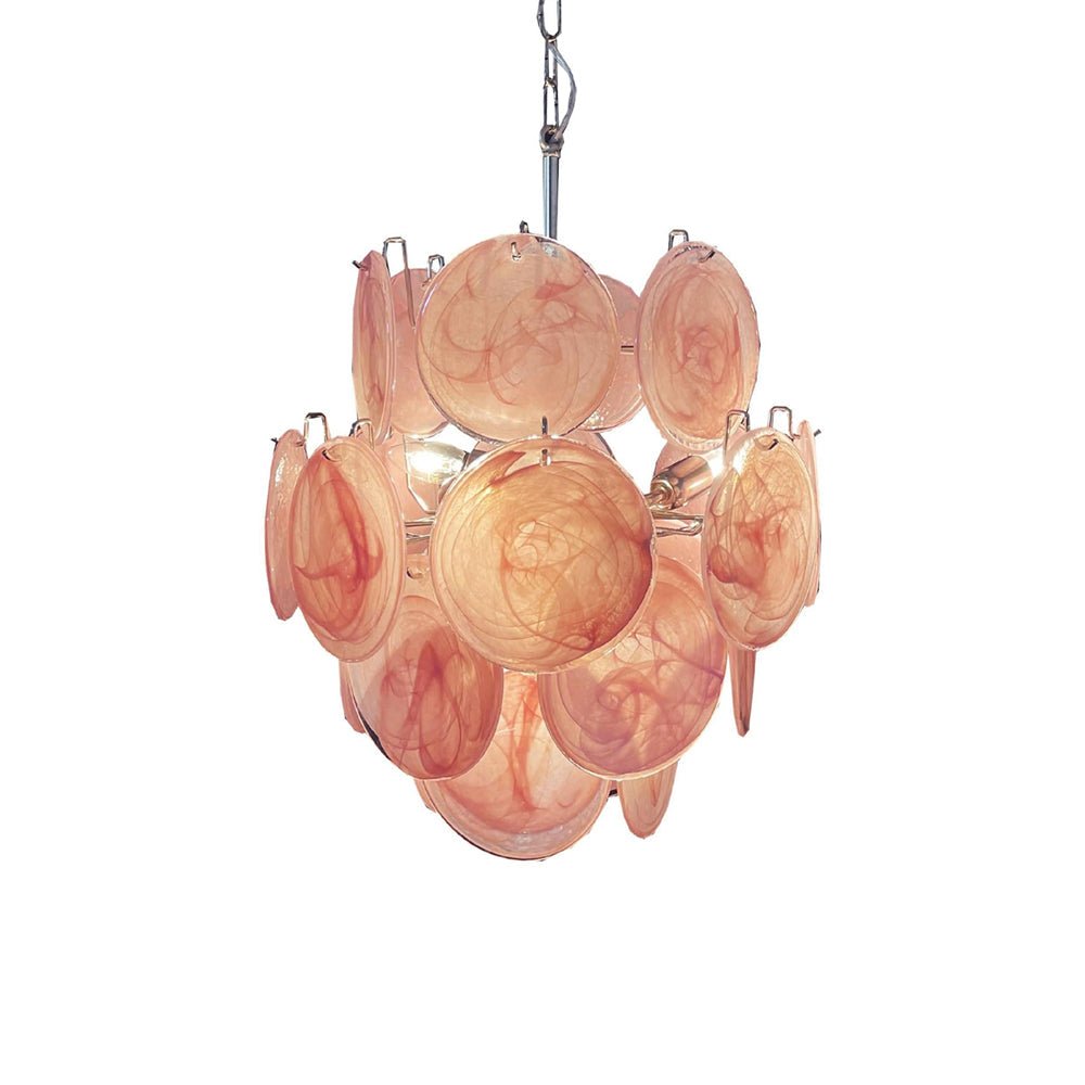 Celisaria Kroonluchter Roze Murano-glasplaten Vintage Charm