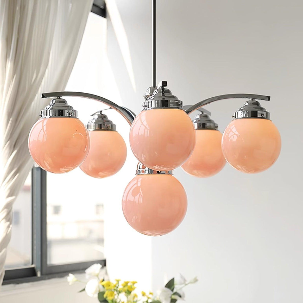Lioreena Kroonluchter met Roze glas