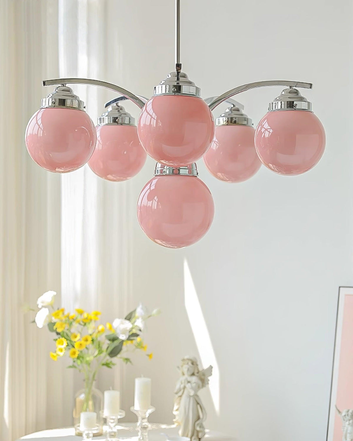 Lioreena Kroonluchter met Roze glas