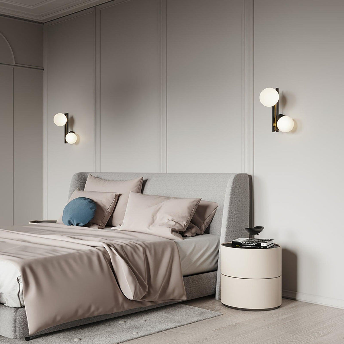 Eiranaria wandlamp met planetaire glazen kap