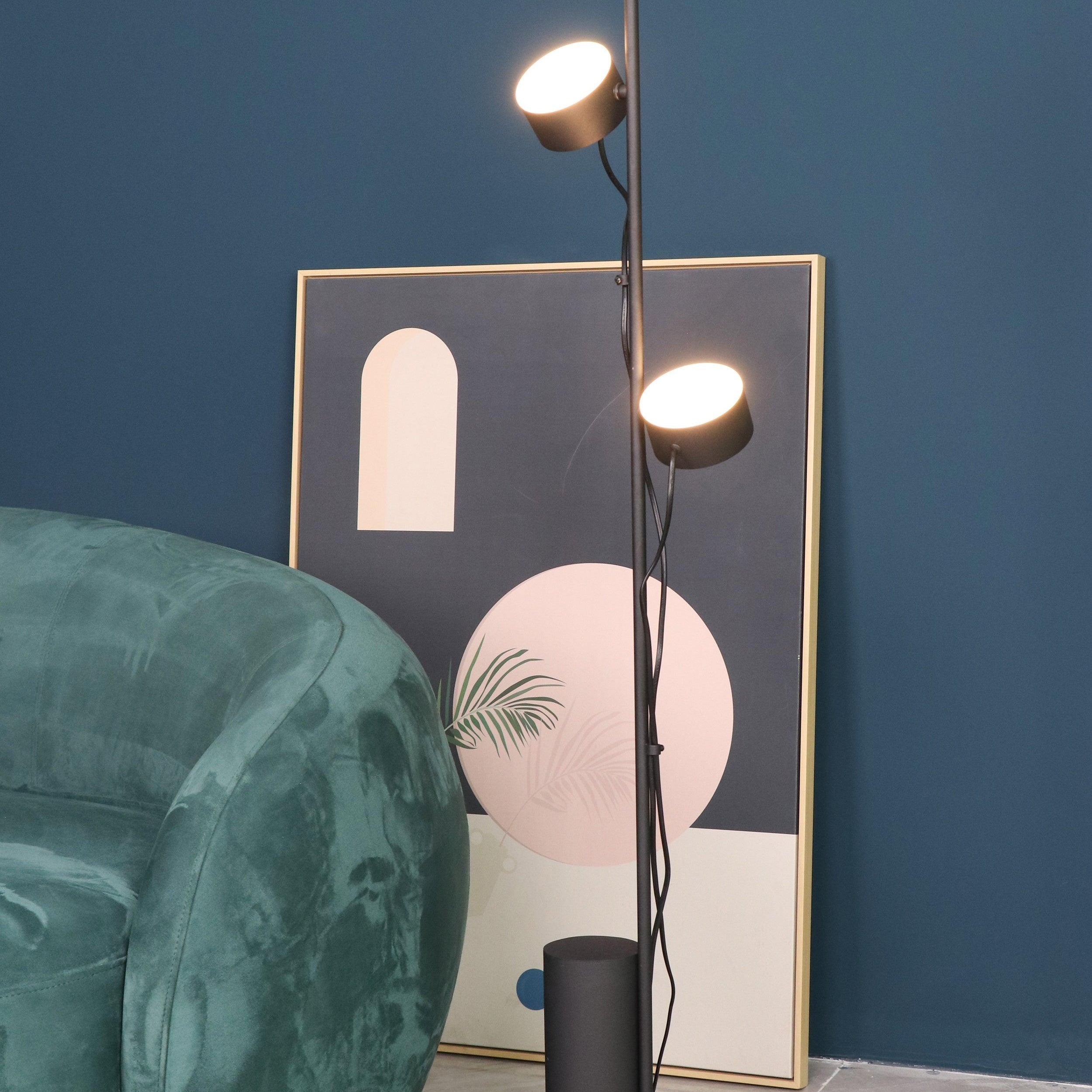 Avi Design Cilindrisch/Lineair Modern Vloerlamp, Metaal, Zwart, Slaapkamer