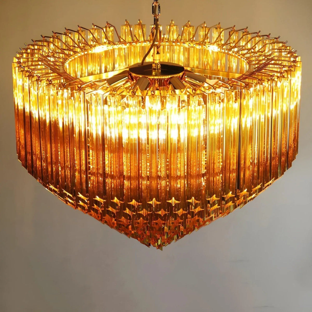Celiselle kroonluchter met amberkleurige Murano-glasprismen Grand Art