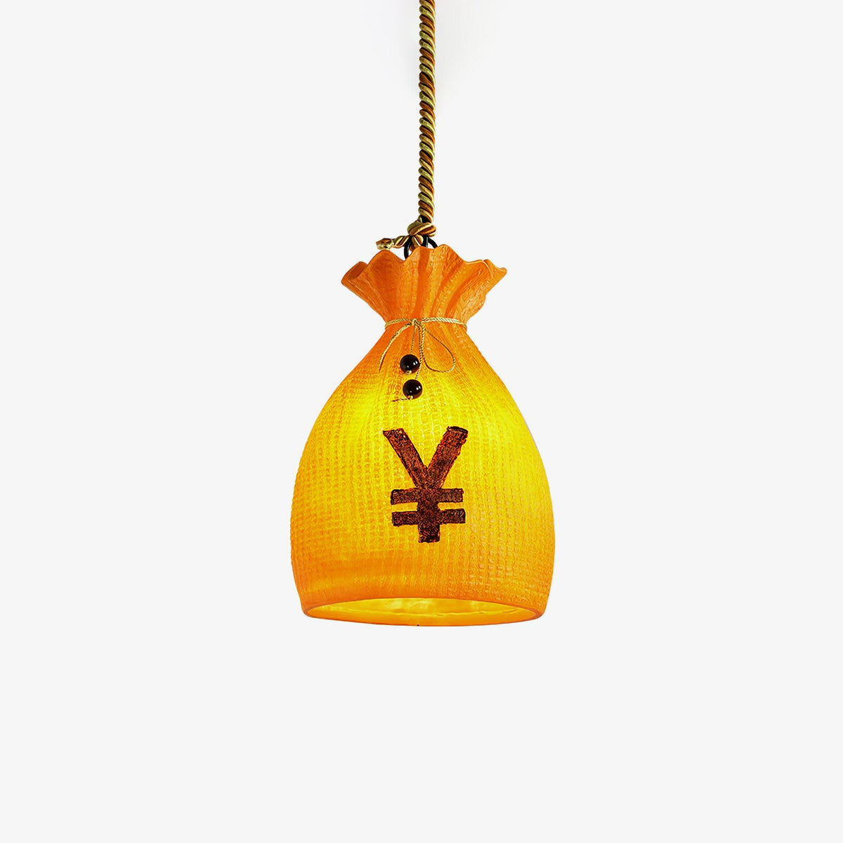 Firten unieke kunstwerk hanglamp in hars met oranje afwerking