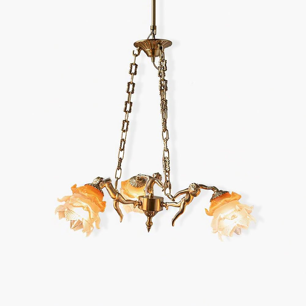 Solisira kroonluchter messing vintage bloemmotief