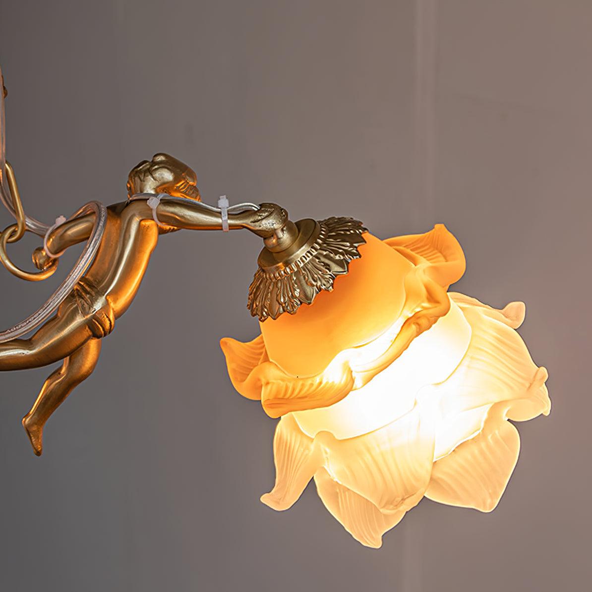 Solisira kroonluchter messing vintage bloemmotief