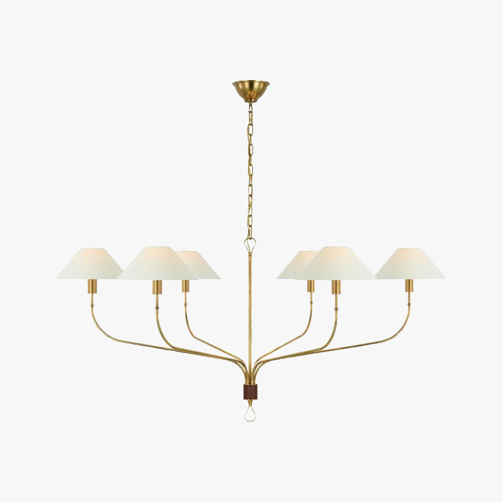 Alessio Vintage Luxe Messing Stof Kroonluchter Lampenkap Woonkamer Eetkamer