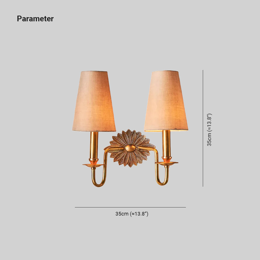 Alessio Vintage Klassiek Messing Stof Wandlamp Lampenkap Slaapkamer Woonkamer