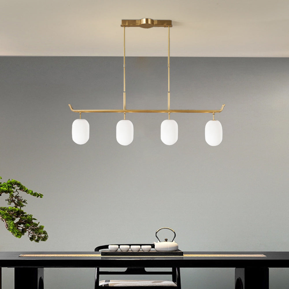 Valentina Modern Kopper Glas Lineair Lantaarn Kroonluchters Eetkamer