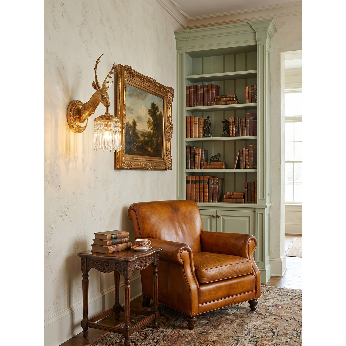 Antler kristallen wandlamp