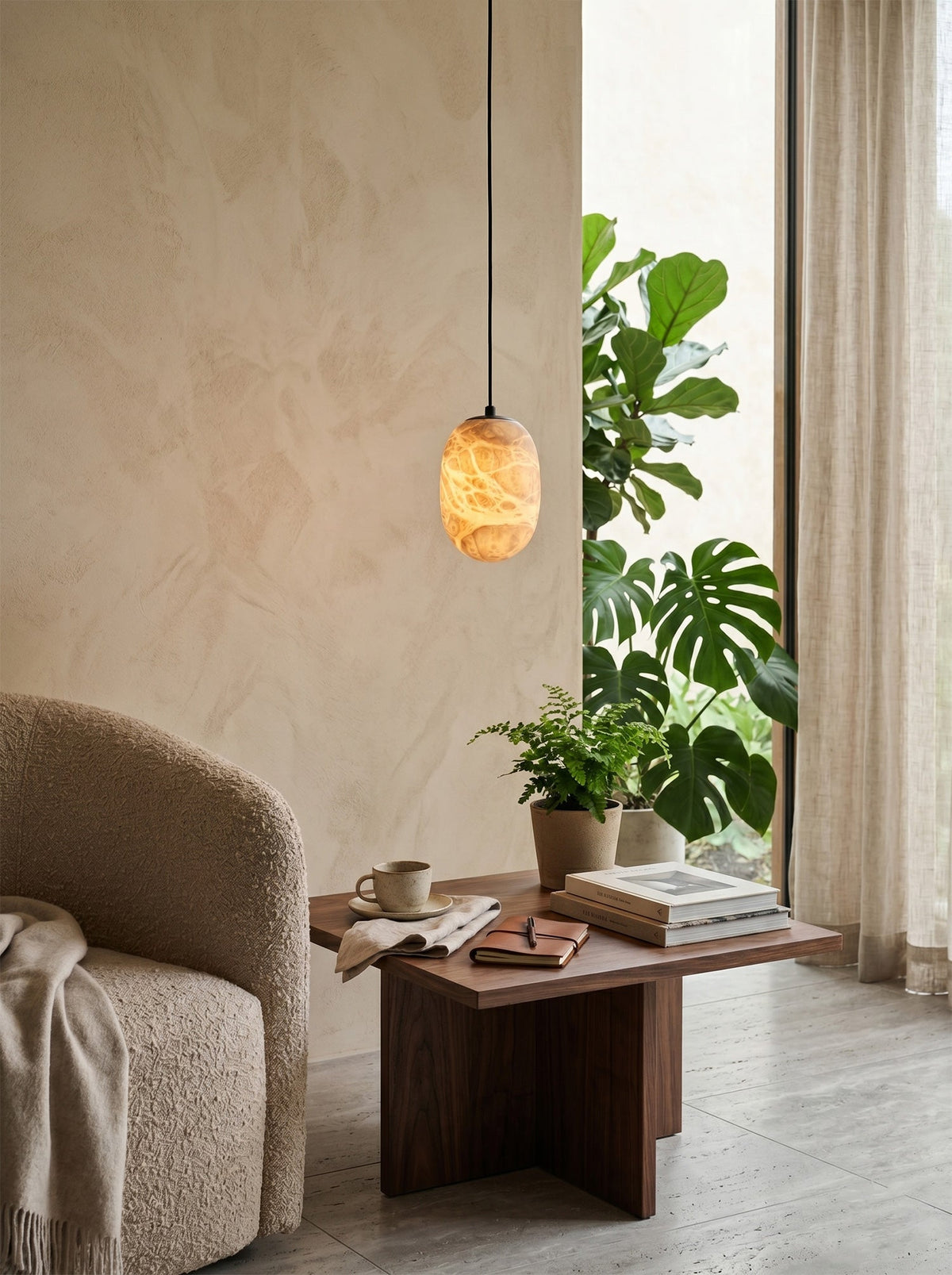 Eireenne hanglamp van albast in