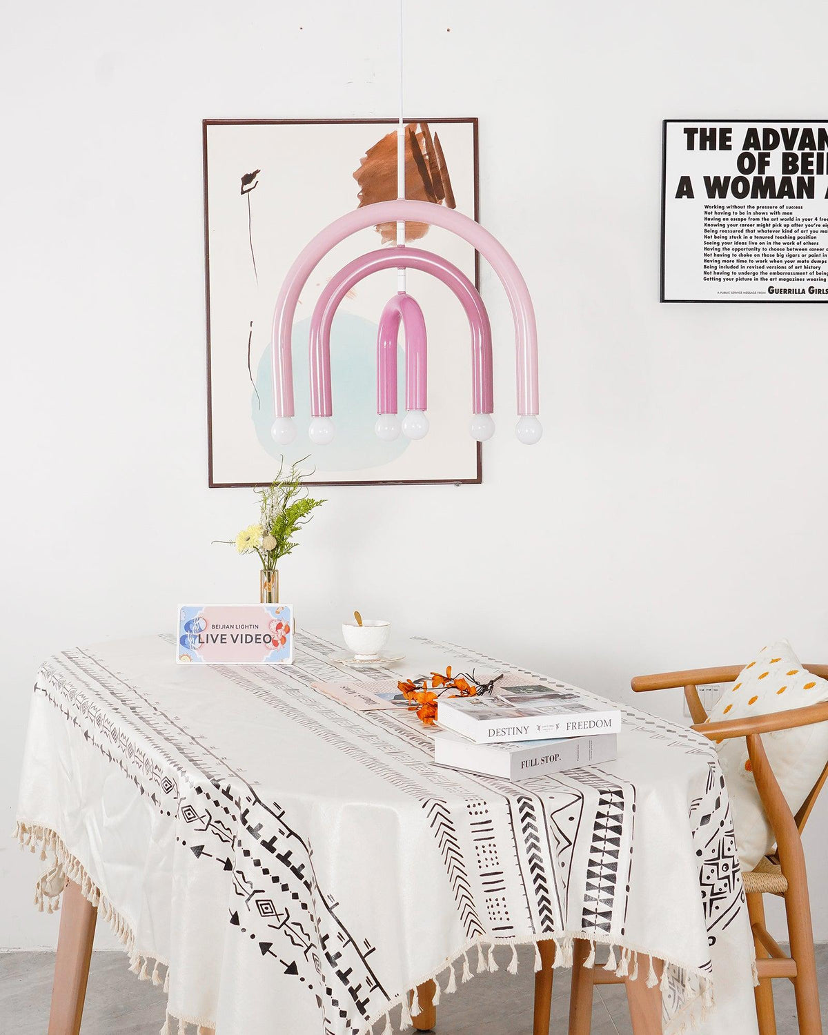 Moderne hanglamp met regenboogboog van metaal voor woon- en eetkamer
