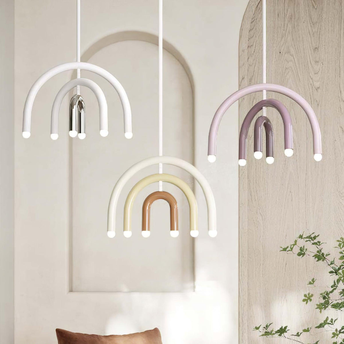Moderne hanglamp met regenboogboog van metaal voor woon- en eetkamer