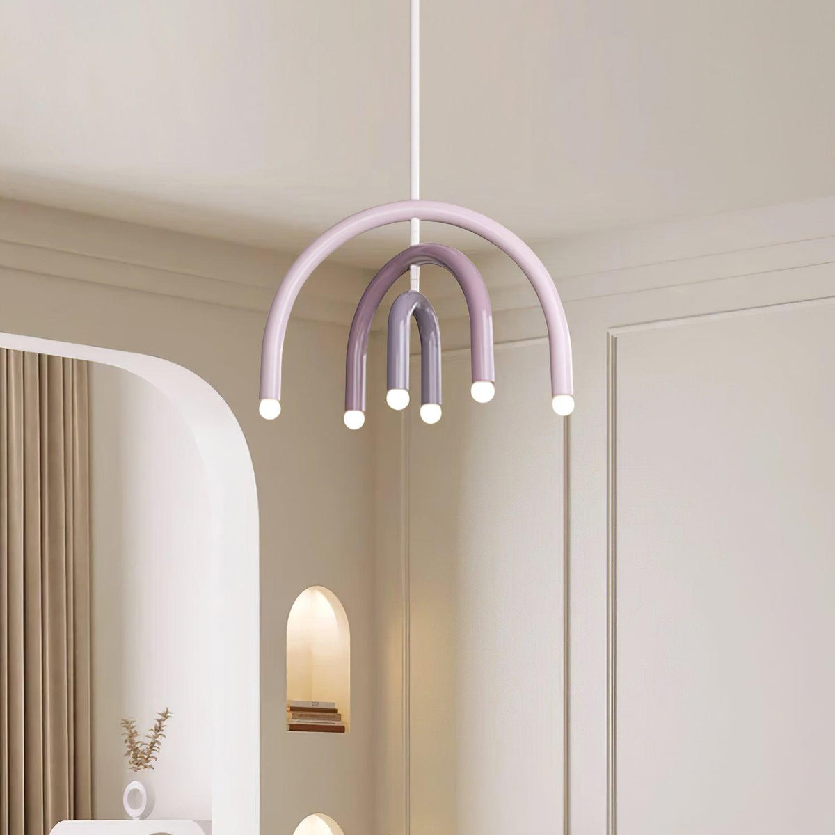 Moderne hanglamp met regenboogboog van metaal voor woon- en eetkamer
