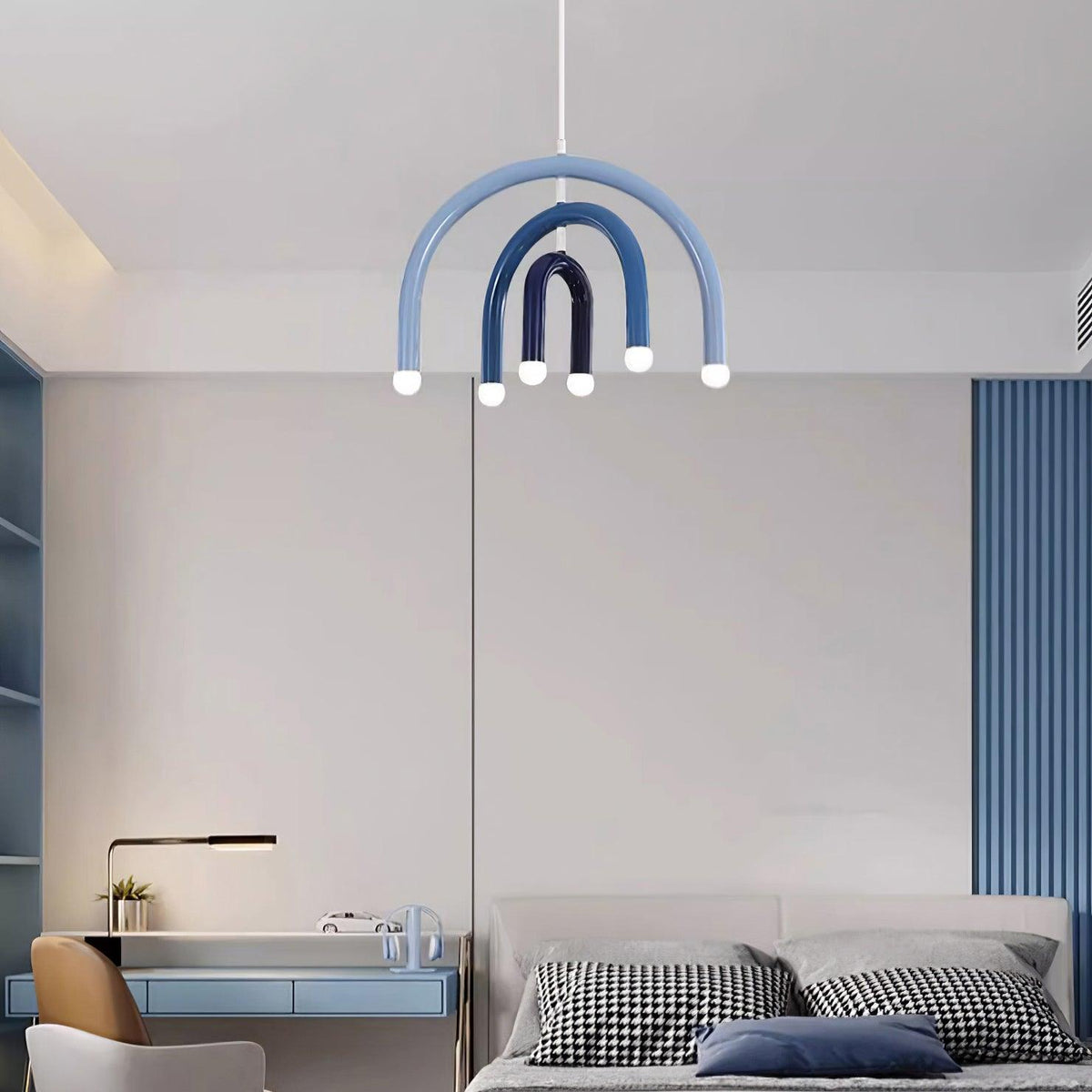 Moderne hanglamp met regenboogboog van metaal voor woon- en eetkamer