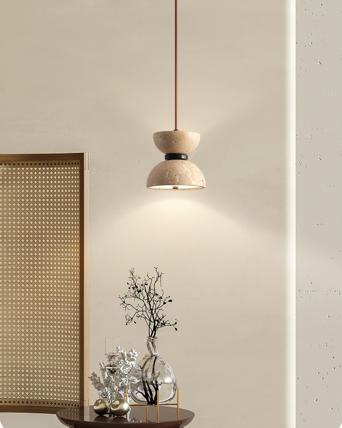 Tersus travertin Hourglass hanglamp Dubbele koepel