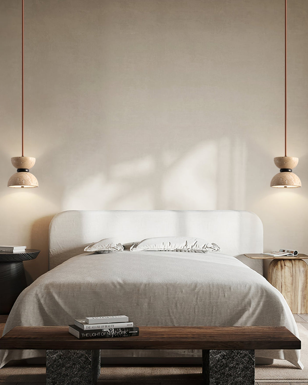 Tersus travertin Hourglass hanglamp Dubbele koepel