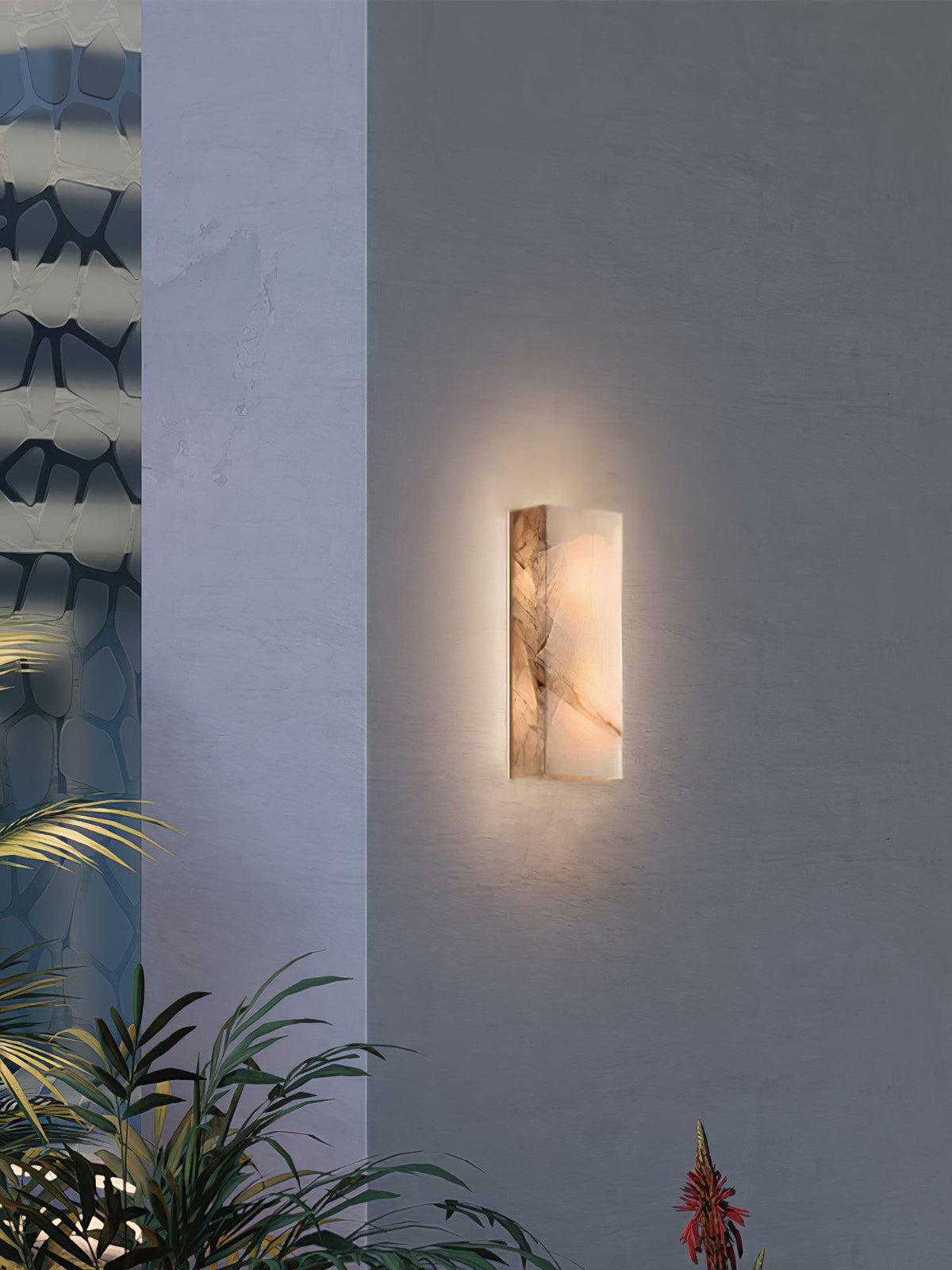 Eirivise Minimalistische buitenwandlamp van albast