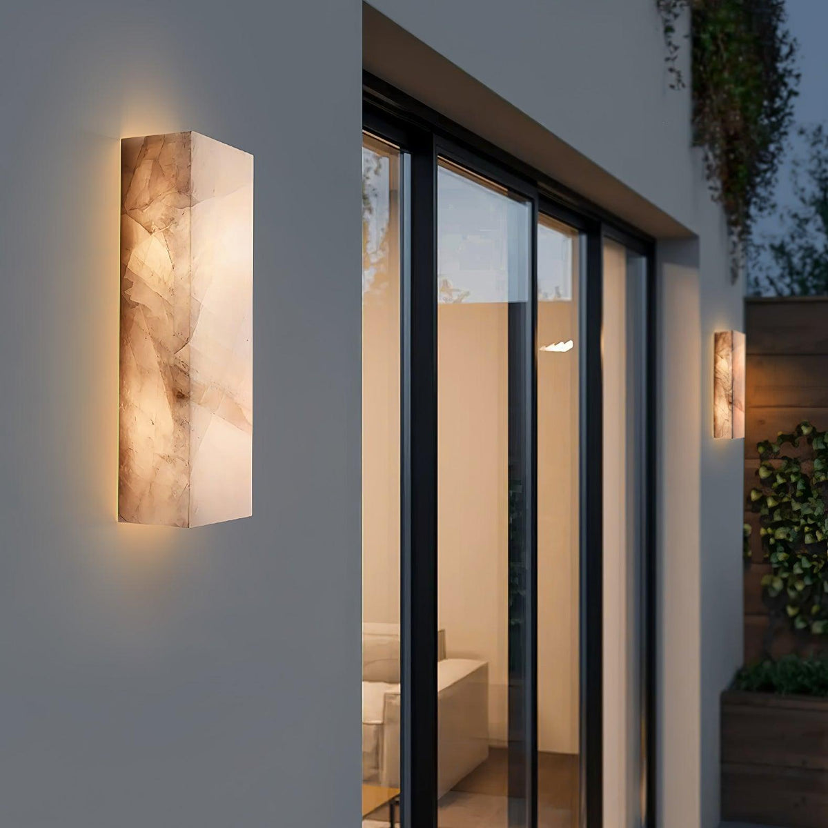 Eirivise Minimalistische buitenwandlamp van albast