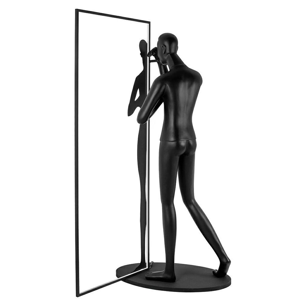 Onoryra sculpturale vloerlamp in zwart met spiegel