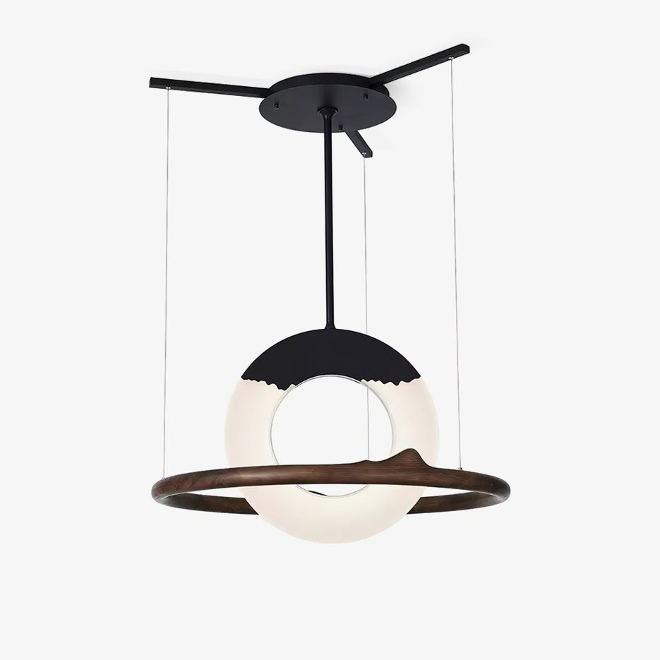Mytalan ronde acryl hanglamp met houten ring