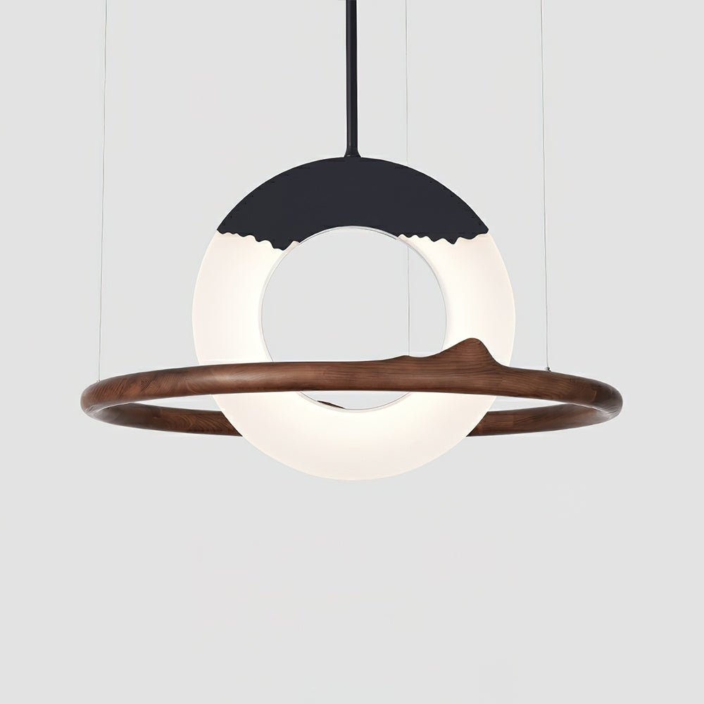 Mytalan ronde acryl hanglamp met houten ring