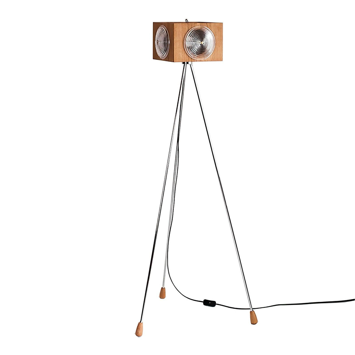 Vesoren houten vloerlamp met driepoot
