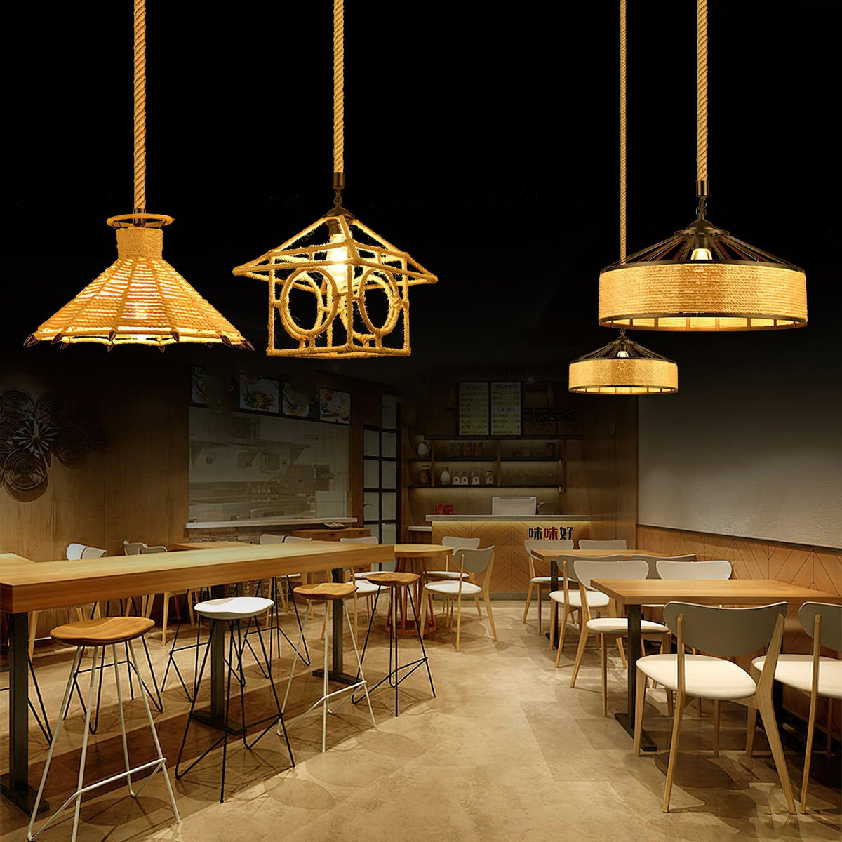 Yavmis Retro Hemp Rope Uitstekende hanglamp