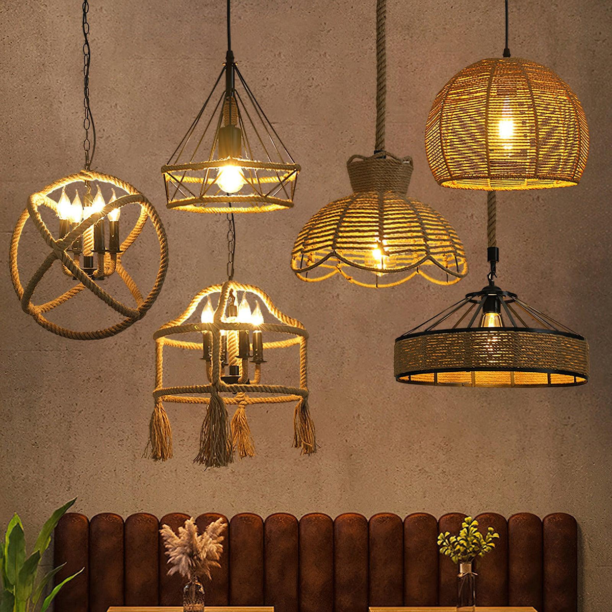 Yavmis Retro Hemp Rope Uitstekende hanglamp