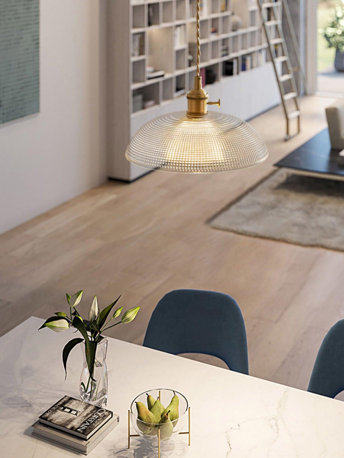 Crinel hanglamp van messing en glas