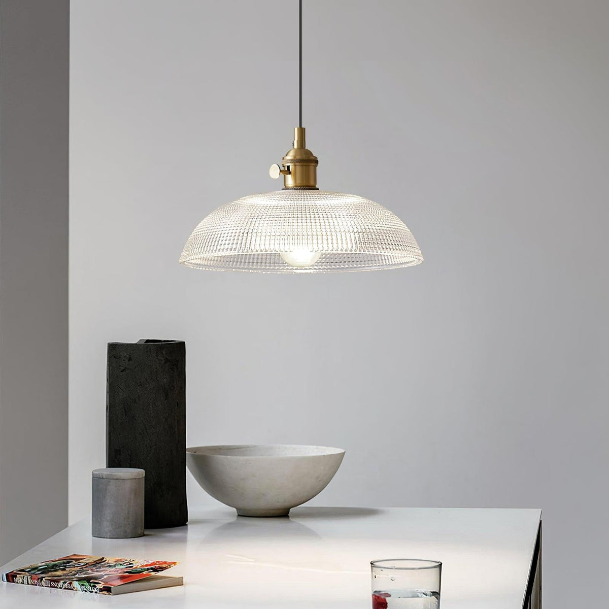 Crinel hanglamp van messing en glas