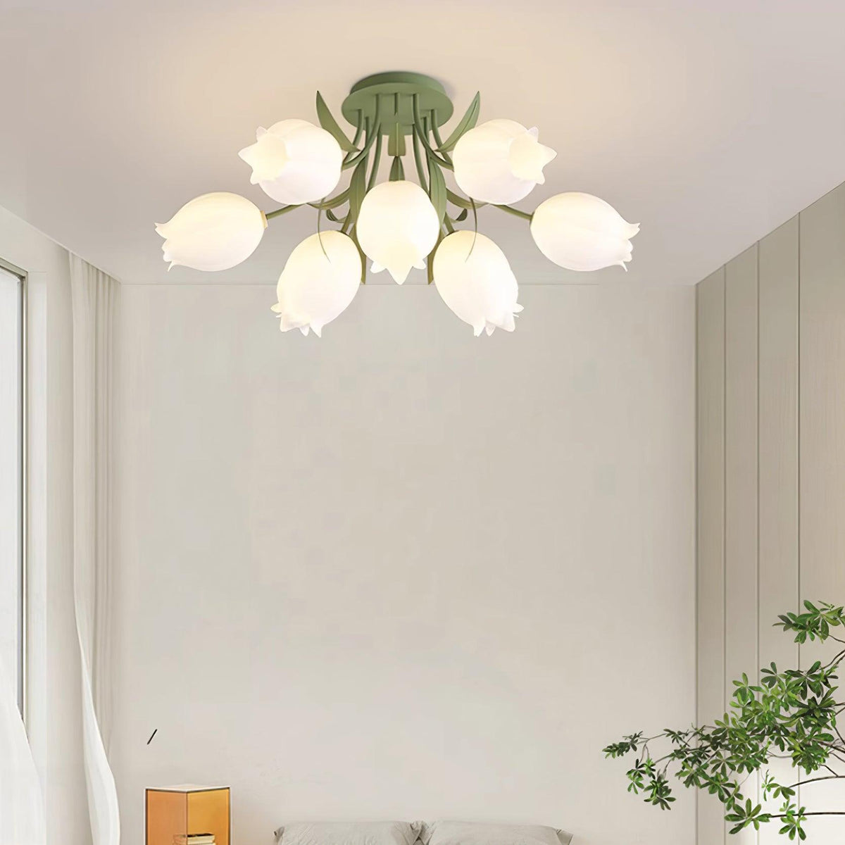 Ivory plafondlamp Lily Flower Blossom Groene Basis