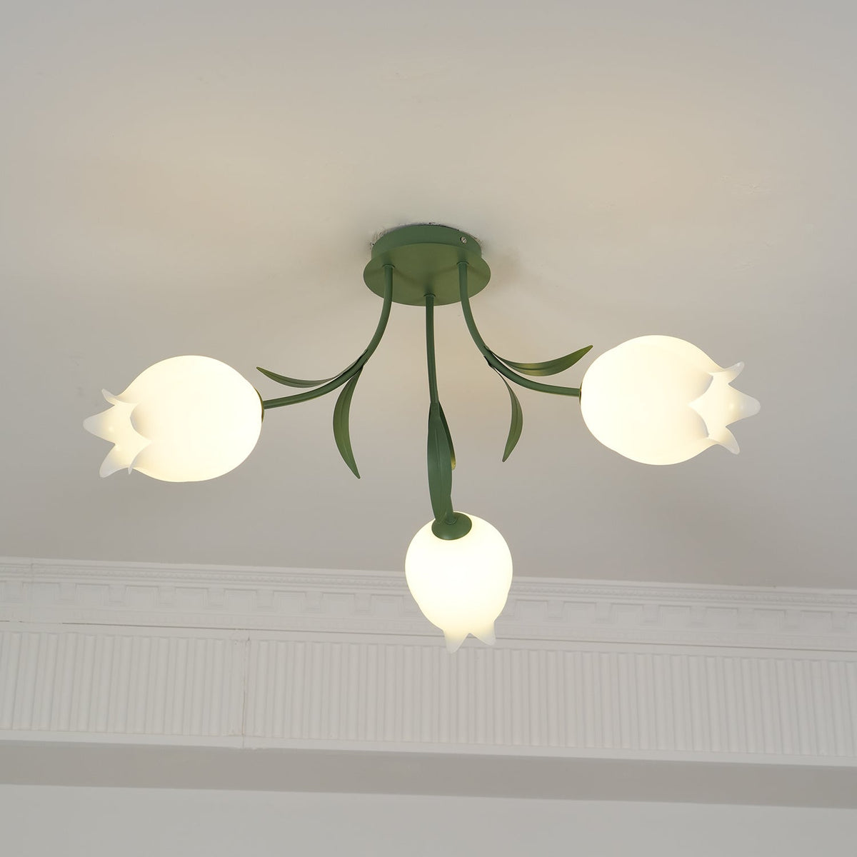 Ivory plafondlamp Lily Flower Blossom Groene Basis