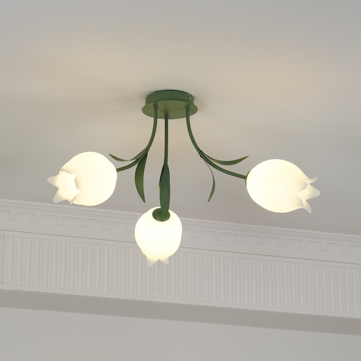 Ivory plafondlamp Lily Flower Blossom Groene Basis