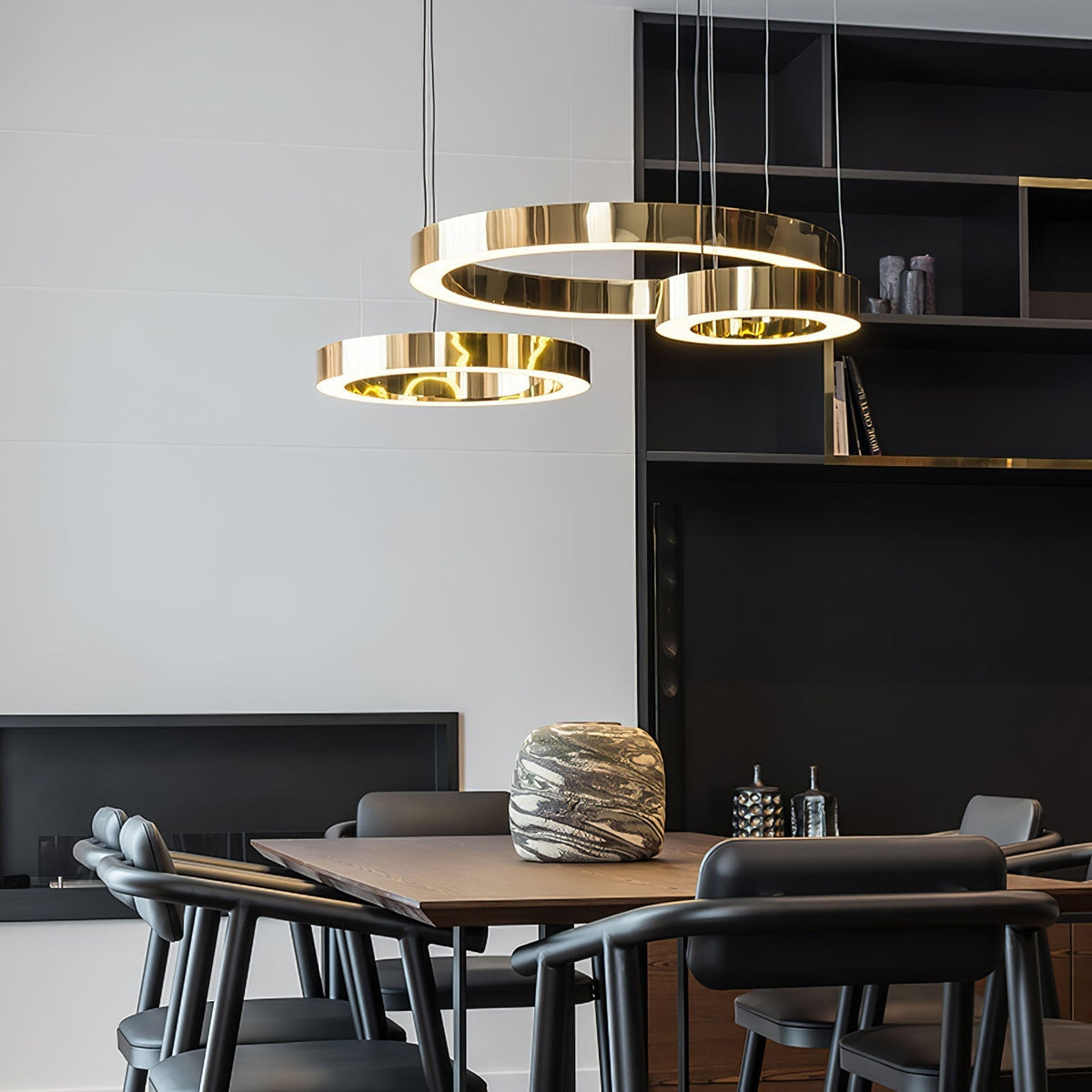 Dexlin hanglamp LED-ring goudkleurige afwerking moderne 3-ring