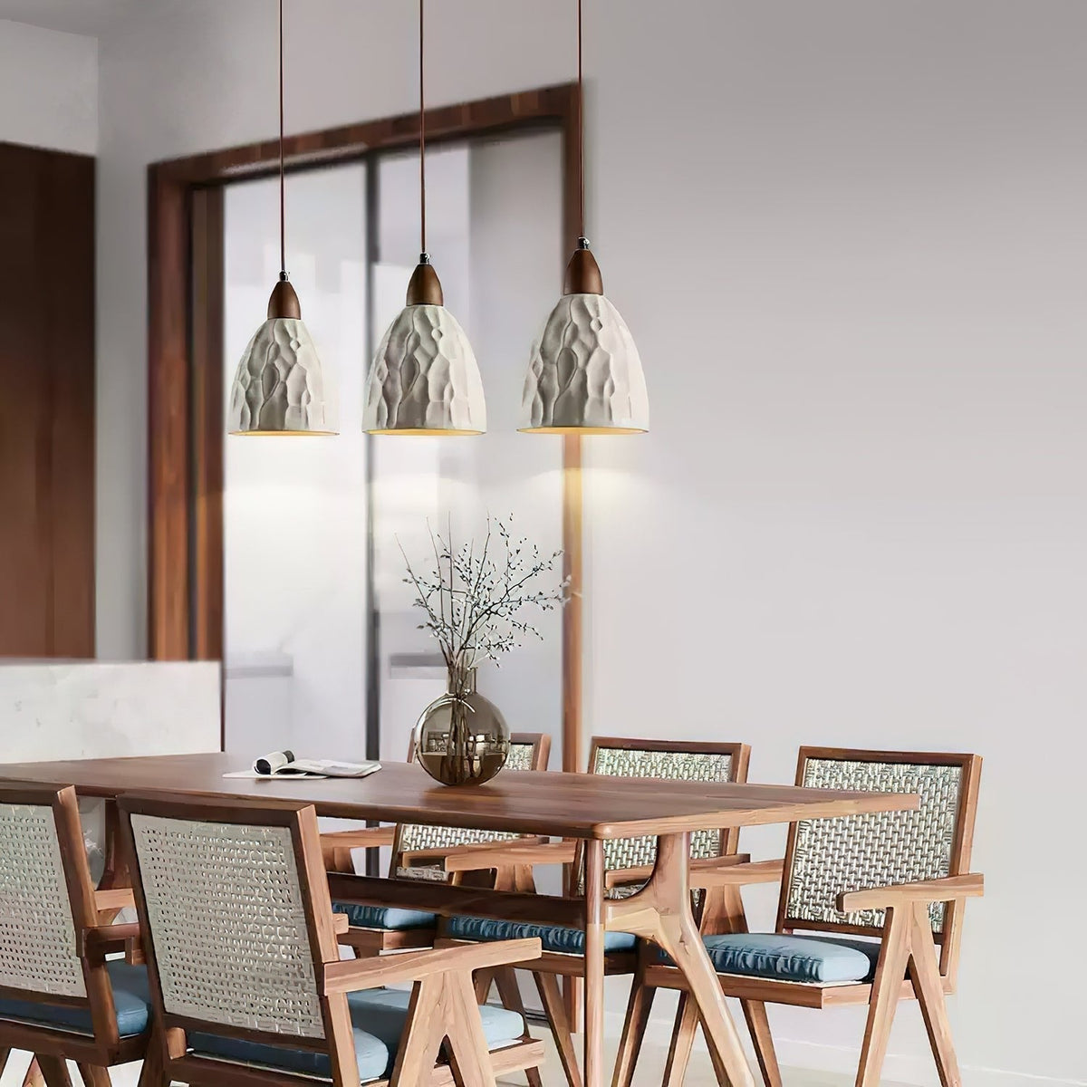 Osilora Premium Noordse kunst Ripple-hanglamp van walnoot
