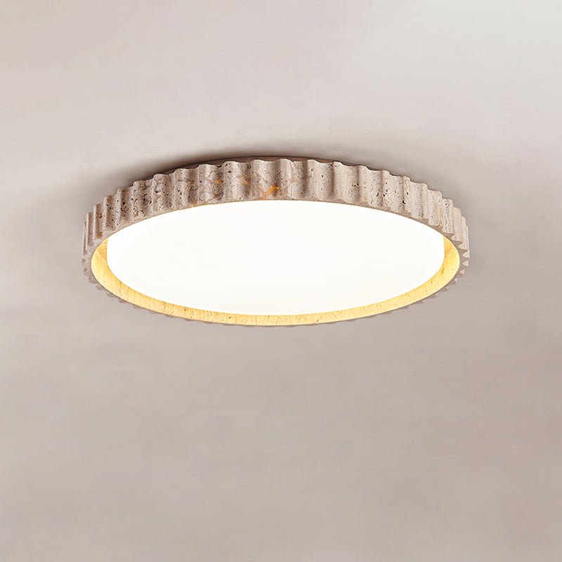Obsidian Fluted Ring Geel travertin plafondlamp