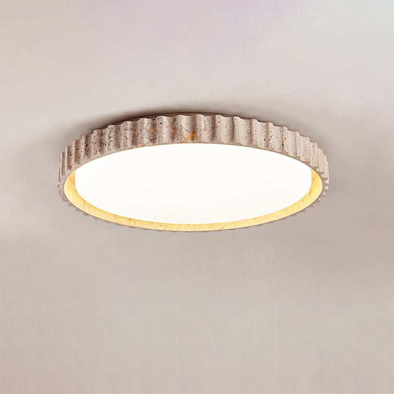 Obsidian Fluted Ring Geel travertin plafondlamp
