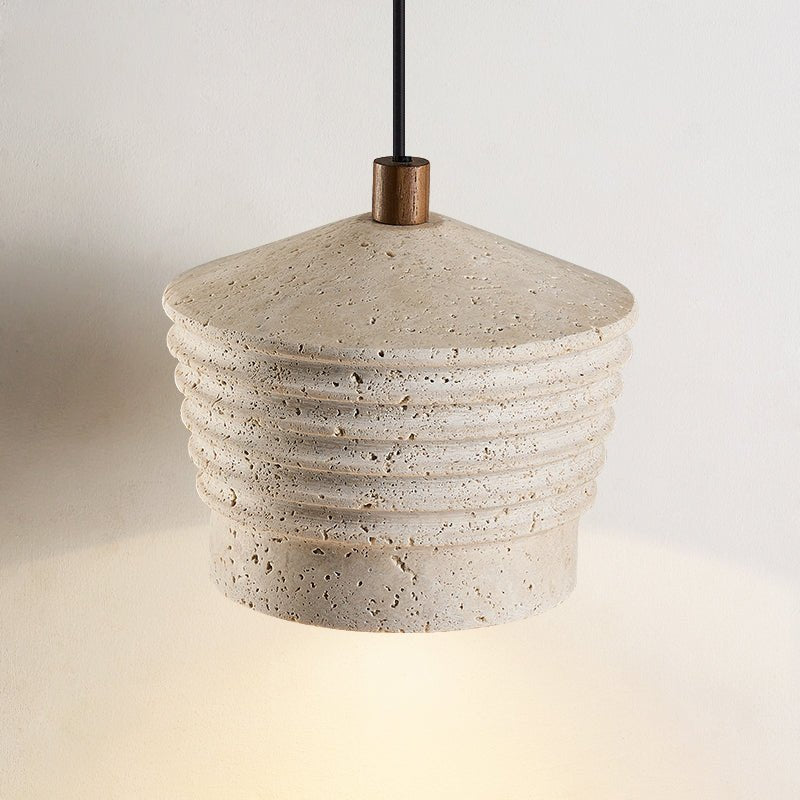 Hana Maison ribbelgeel travertin hanglamp