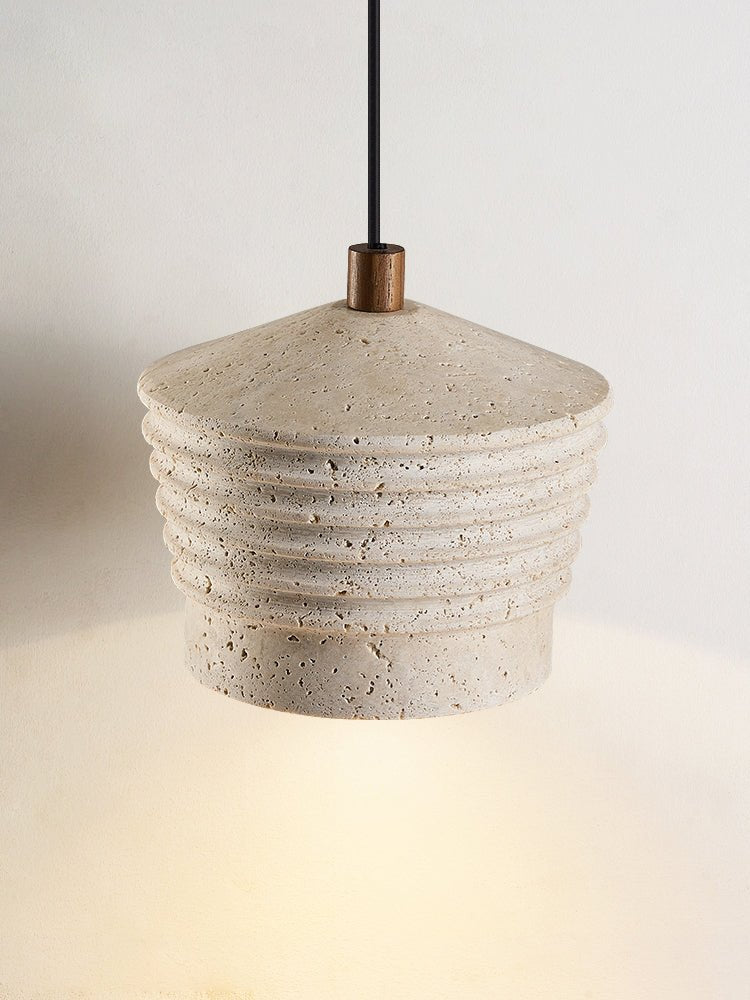 Hana Maison ribbelgeel travertin hanglamp