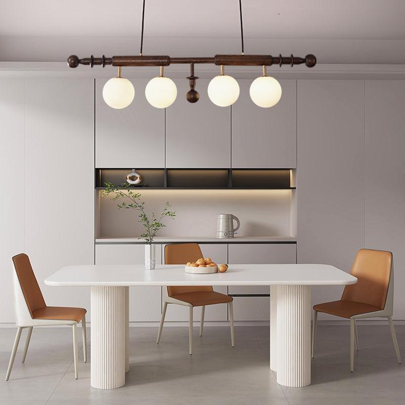 Elvalelle Kroonluchter Romeinse Kolom Walnoot Hout glas