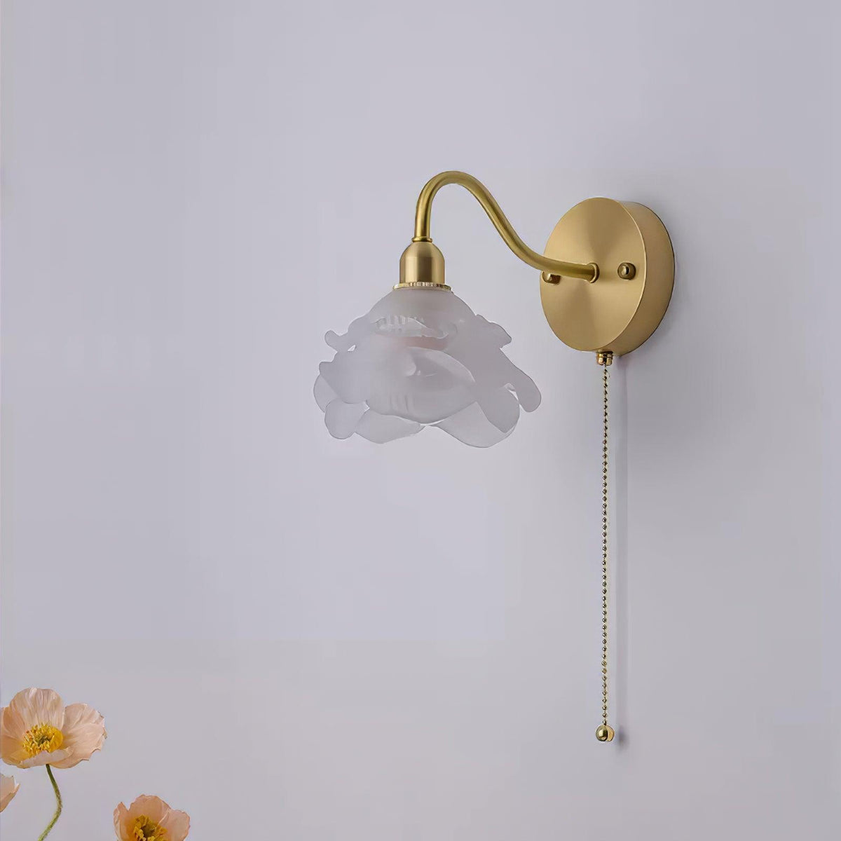 Aneris Noordse kunst Rose messing wandlamp met glas