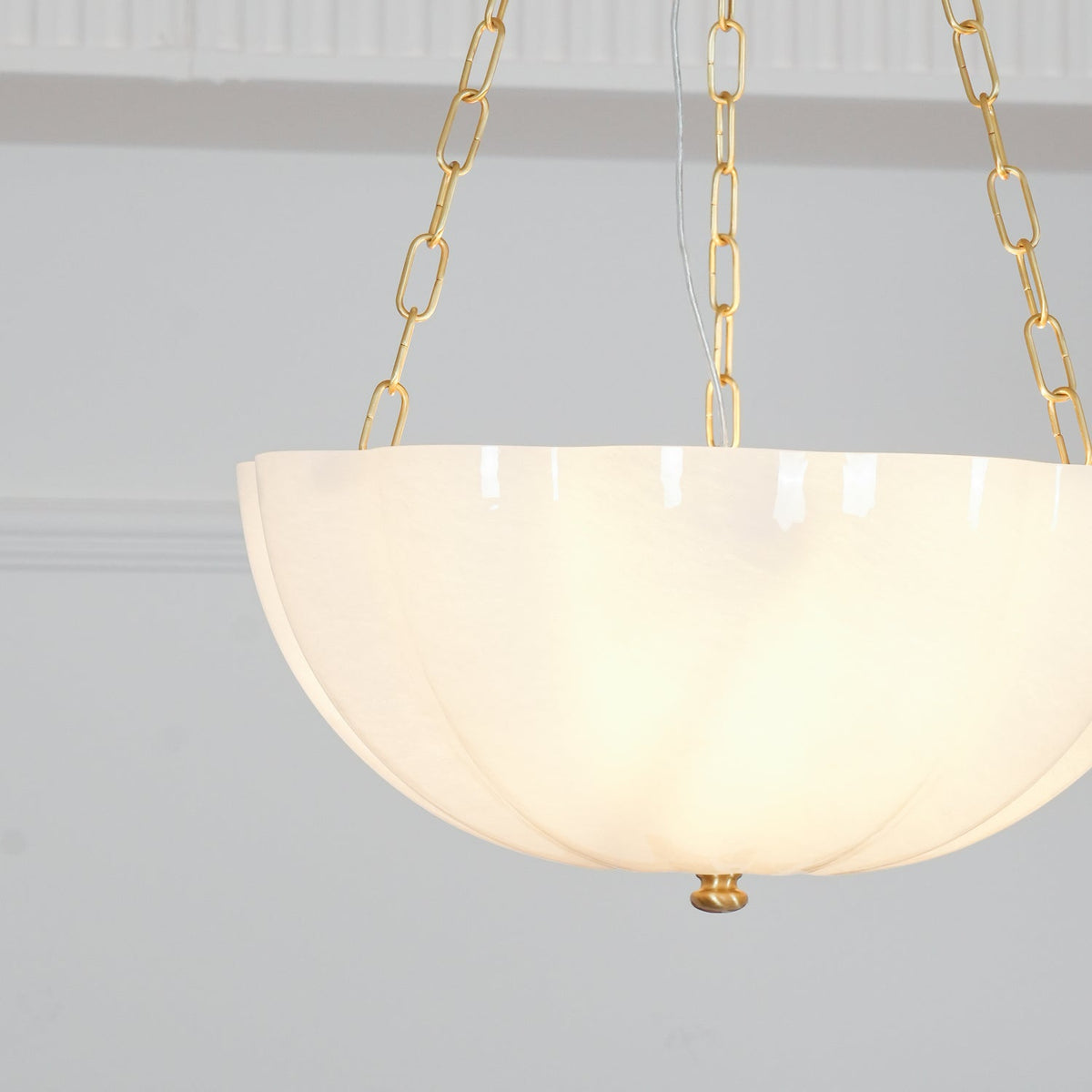 Voriq kroonluchter glazen kom messing ketting