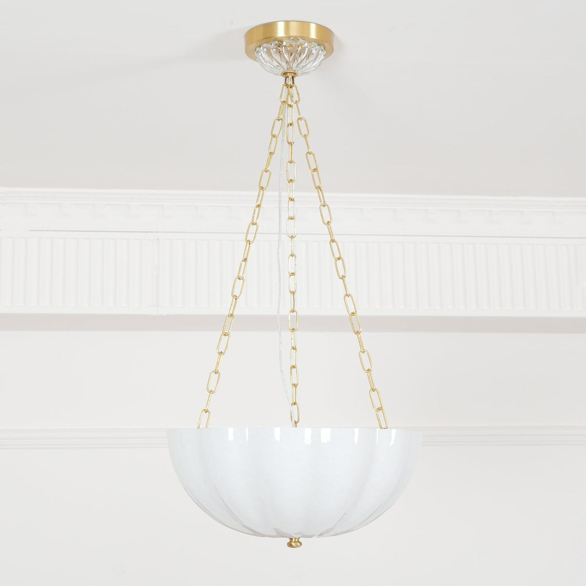 Voriq kroonluchter glazen kom messing ketting