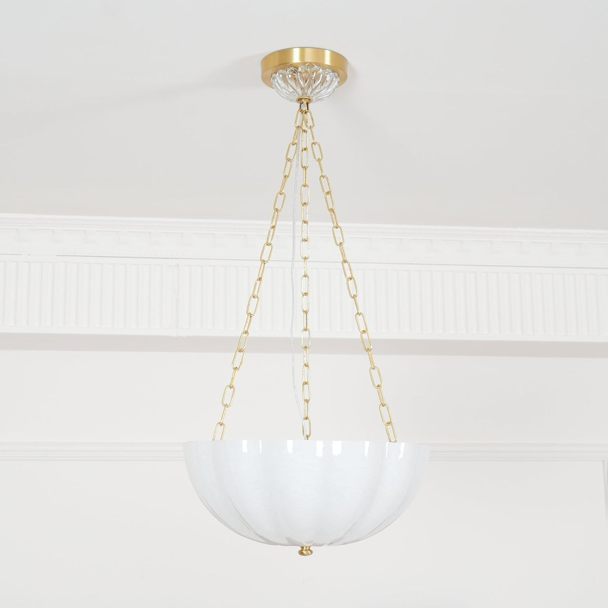 Voriq kroonluchter glazen kom messing ketting