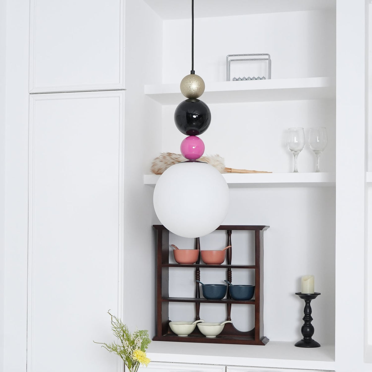 Eshaisra Noordse kunst ronde ballen stapelende glas hanglamp