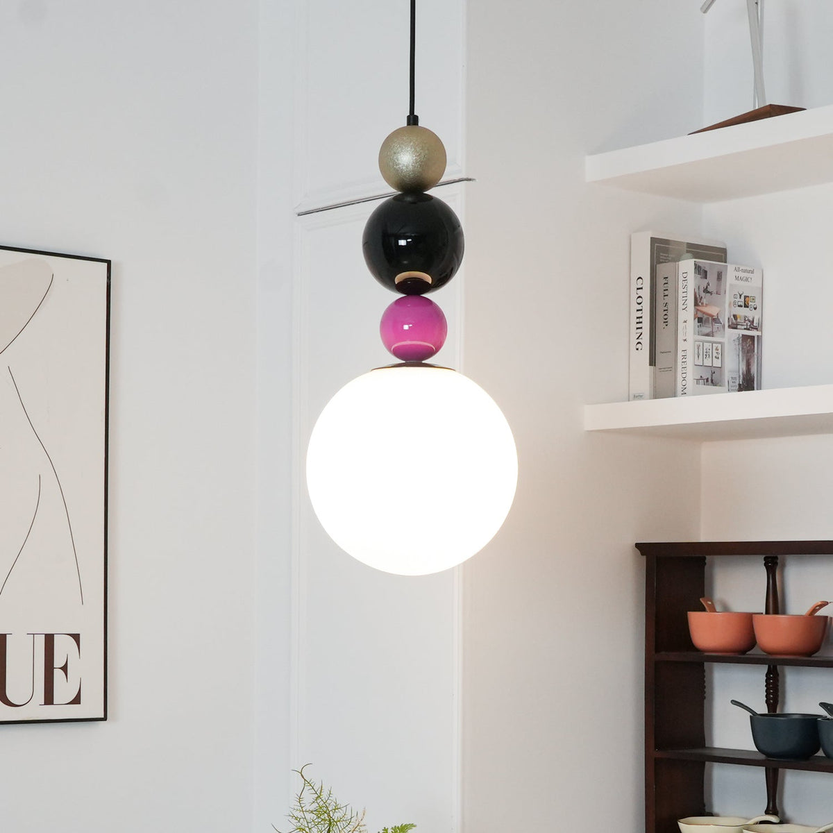 Eshaisra Noordse kunst ronde ballen stapelende glas hanglamp