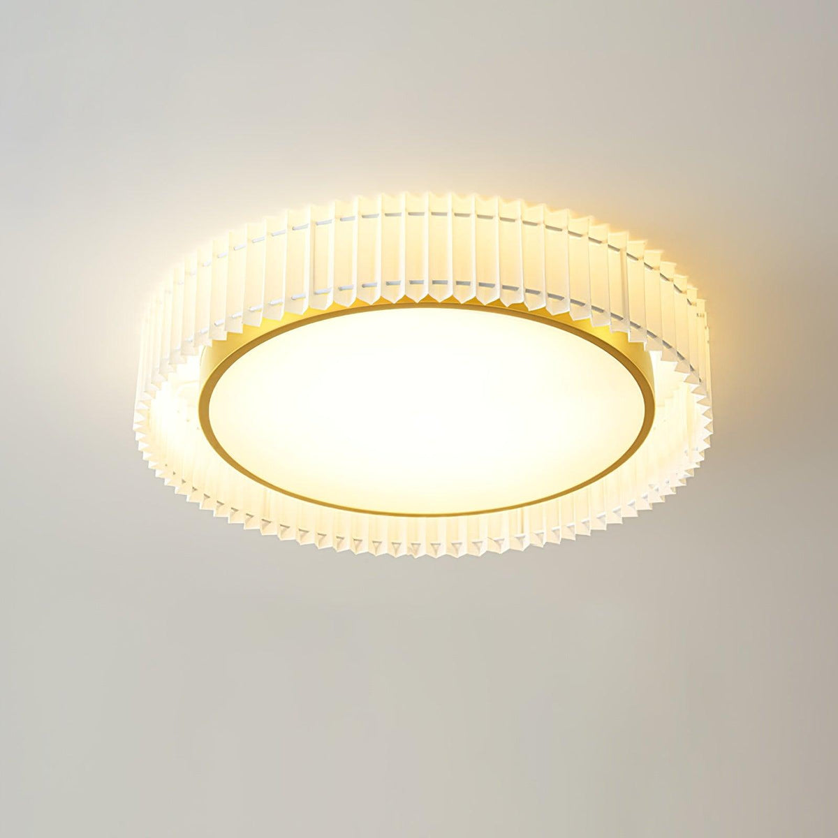 Corinila ronde geplooide textiel plafondlamp