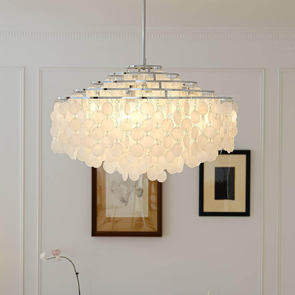 Vana hanglamp ronde schelp chroom